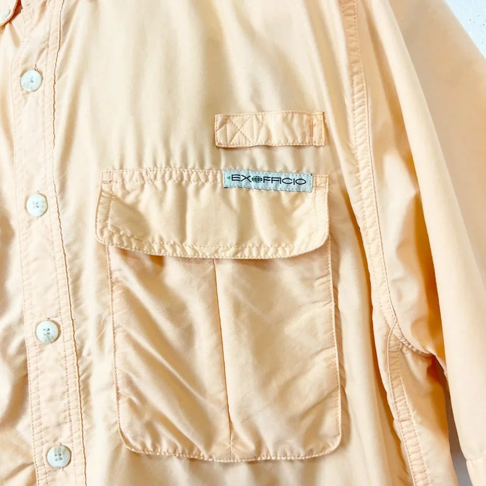 EXOFFICIO Orange Short Sleeve Nylon Vented Button Down Shirt Outdoor EXTRA LARGE - Picture 6 of 10